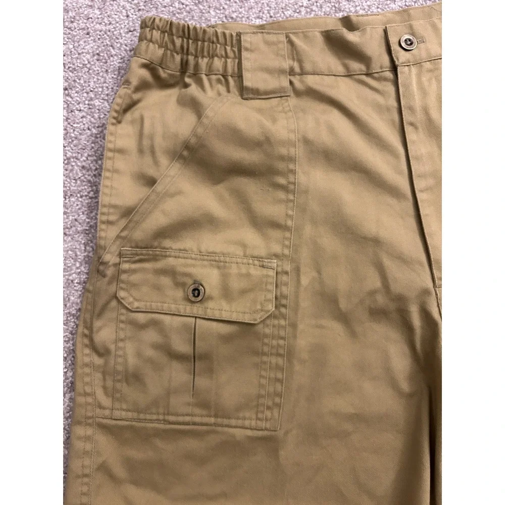 VTG Haband Cargo Shorts Mens 36 Khaki Tan Excellent Elastic Waist Utility Pocket